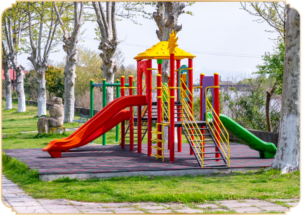 Secure and green play area for children within MM Valley residential project